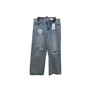 WallFlower Skater Fit Wide-Leg Blue Distressed Medium Wash Jeans 11/30 Regular